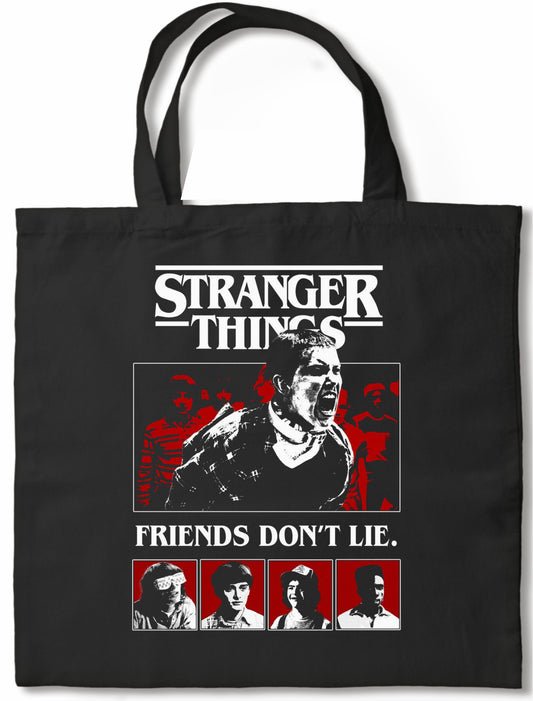 Stranger Things - 12 Oz Canvas Tote Bag – (Black / Natural)